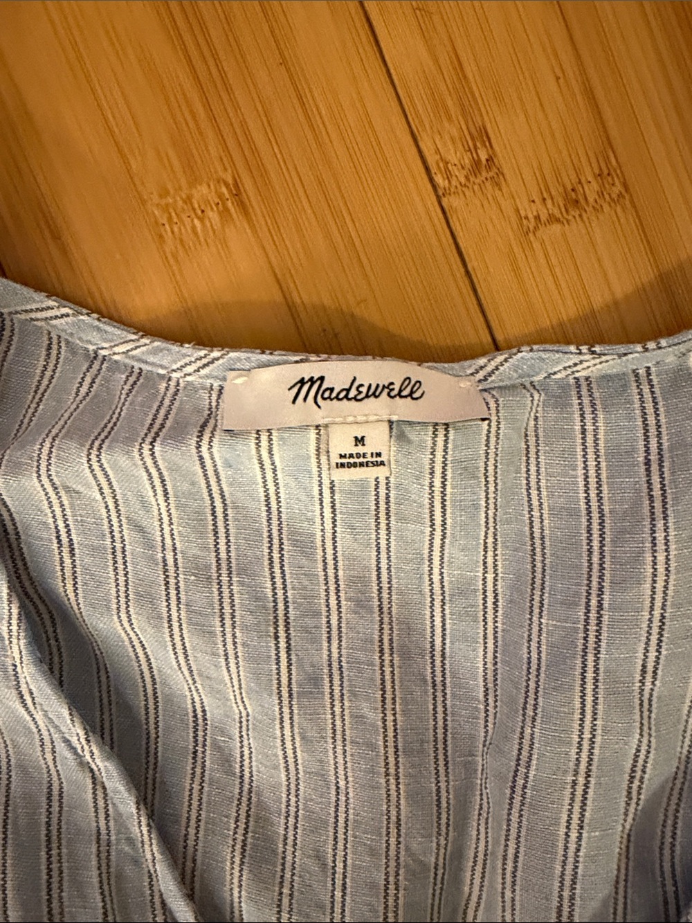 Madewell Pale Blue Striped Button-Front Linen Maxi Dress - Picture 2 of 4